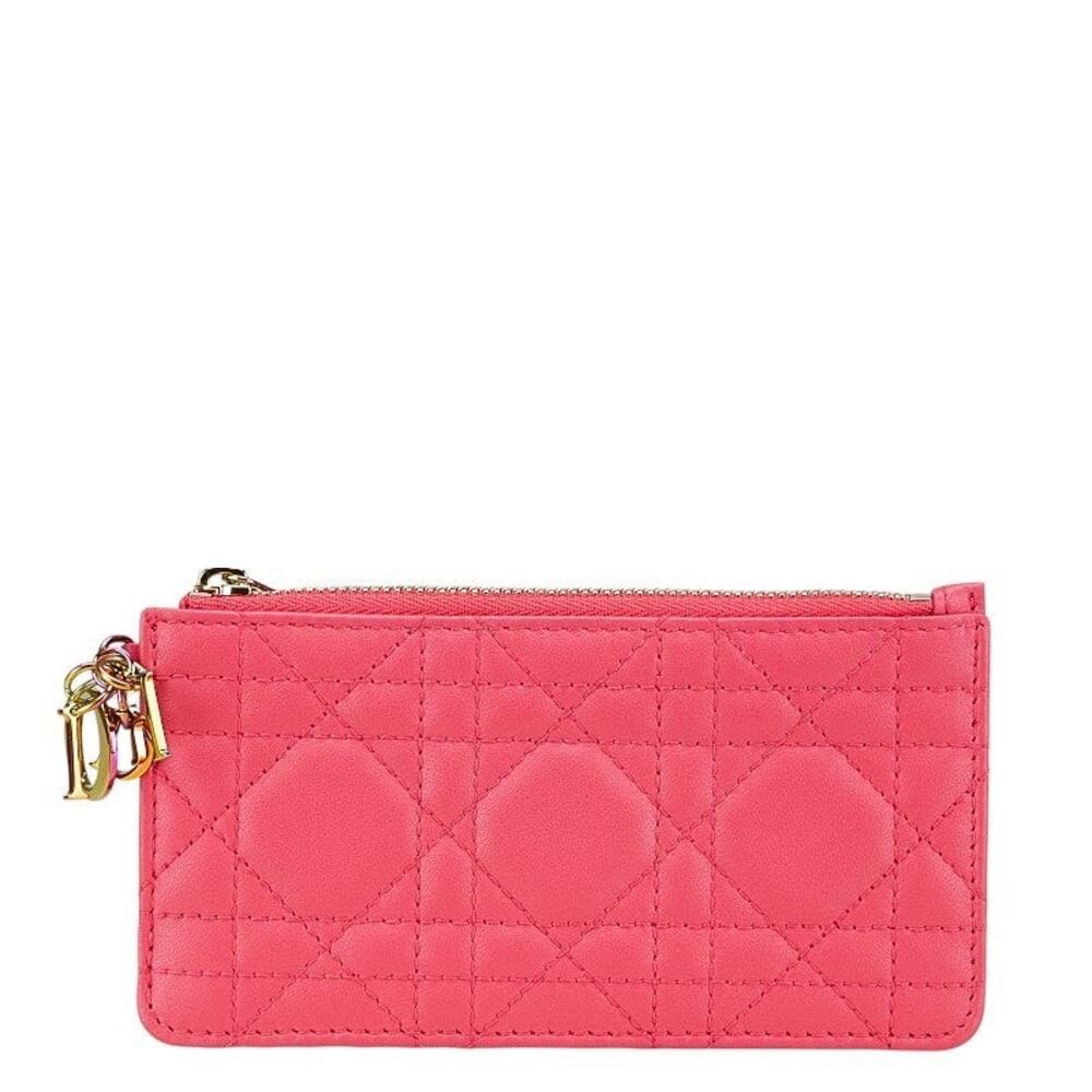Dior Cannage Leather Card Case Pink
